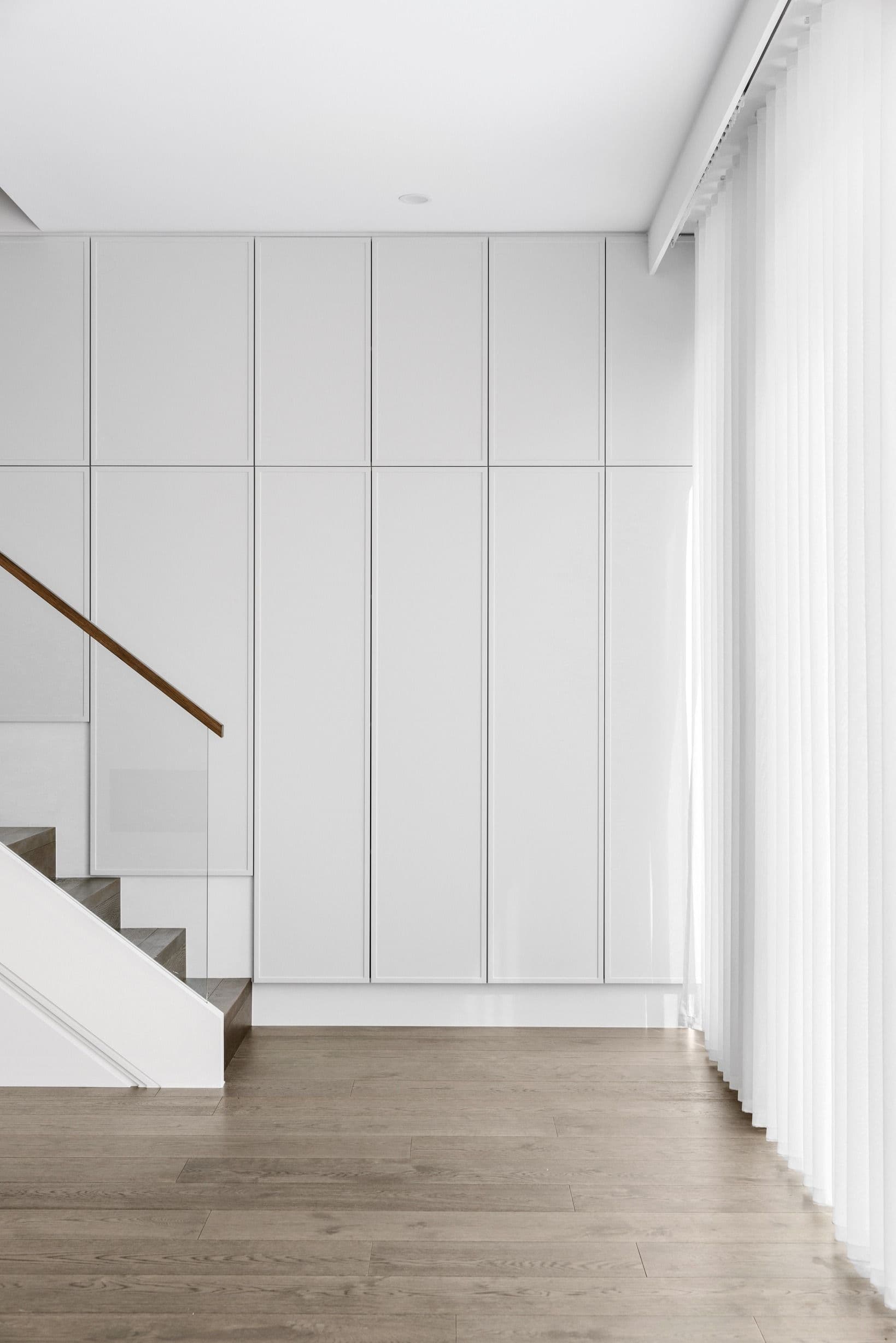 French Grey engineered oak flooring beside a modern staircase in Glen Iris.