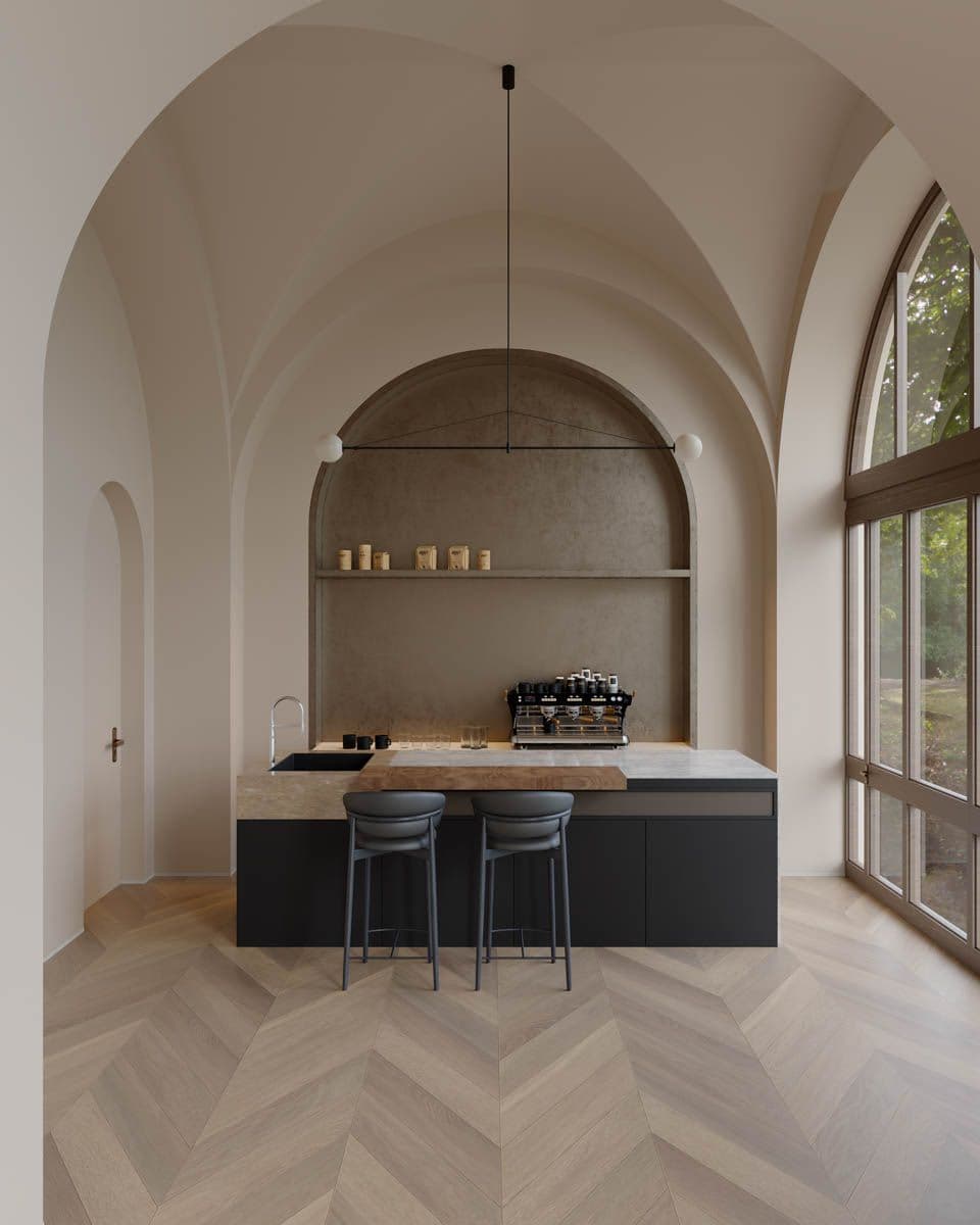 Chevron Terrace Grey engineered European oak flooring interior scene